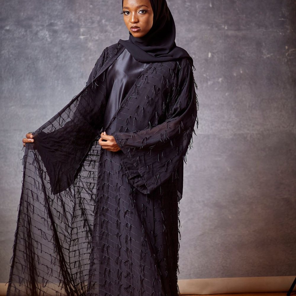 Organza Sleeve Abaya – Black