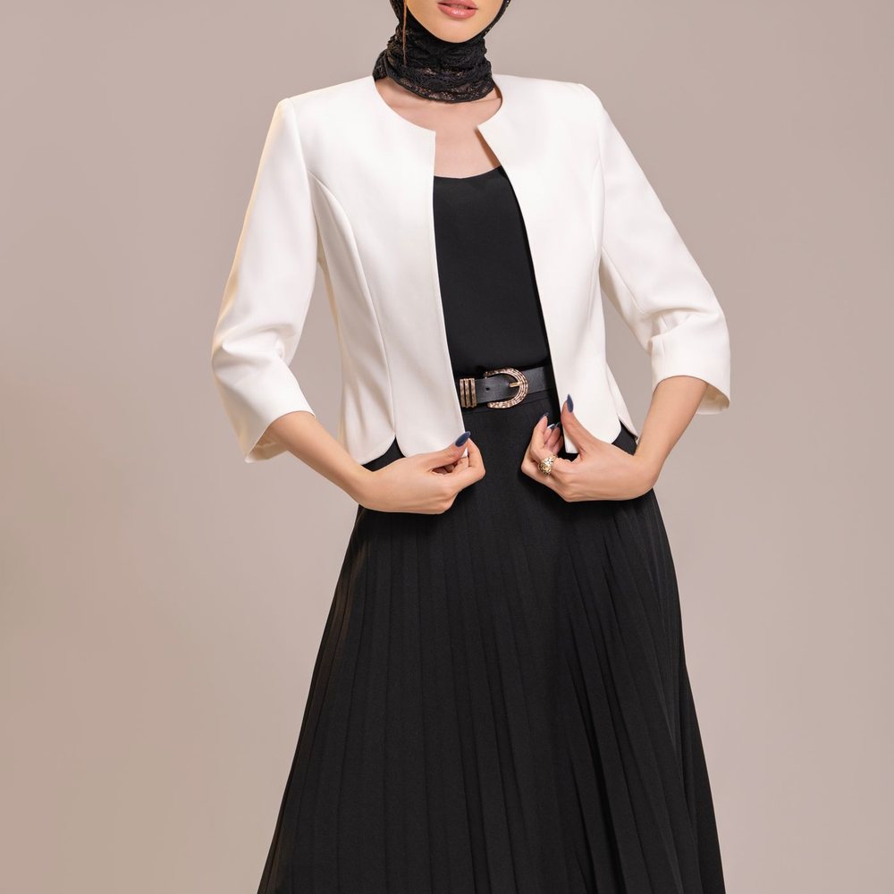 Pleated Midi Dress – Black